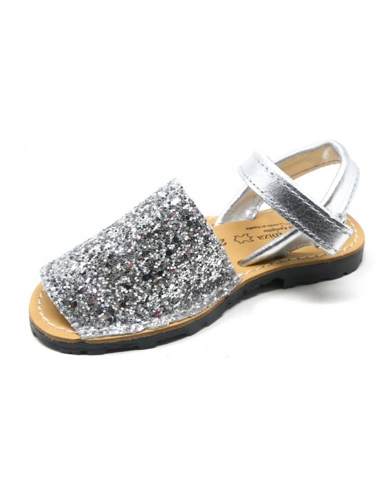 IBICENCA-MENORQUINA NIÑA PIEL GLITTER VELCRO 551