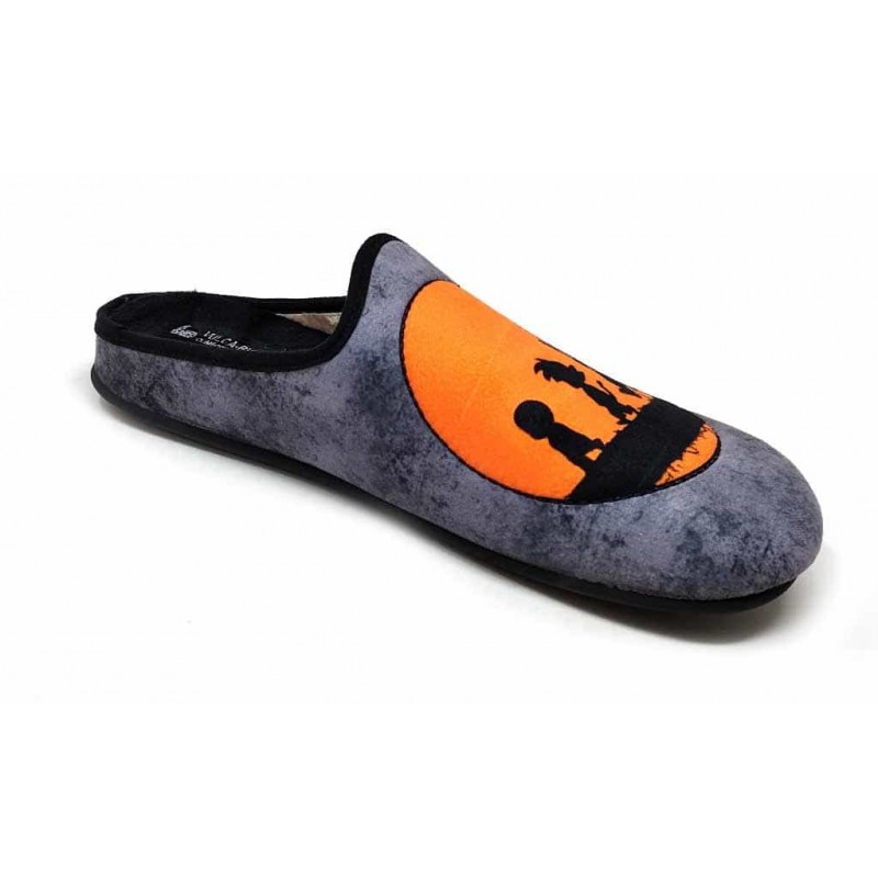 ZAPATILLA CASA HOMBRE VULCA-BICHA 1823 GRIS/NEGRO